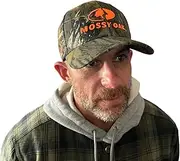 BU Blaze Orange Logo Camo MESH Trucker Hat Cap with Snapback Wicking Sweatband Precurved Visor (Break Up), Mossy Oak, One Size-Large