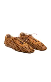 [Andrea Gomez] Antonia Woven Suede Oxford Flats