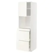 METOD / MAXIMERA hi cab f micro combi w door/3 drwrs, white/Vallstena white, 60x60x200 cm