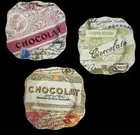 3 ROSANNA Chocolat 7" Wavy Edge Dessert Plates Pink Brown