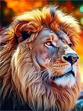 Zariocy 5D Diamond Painting Kits Lion, DIY Paint with Diamond Art Animals Round Full Drill Crystal Diamond Embroidery Paintings Arts Craft for Home Office Wall Decor 12x16 inch