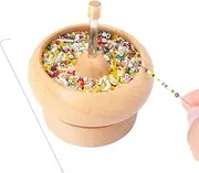 Beading Spinner Kit, Wooden Clay Bead Spinner with 2 Beading Needle, Bracelet Spinner, DIY Making for Jewelry, Bowl Bracelet Maker with Spinner, Seed Beads Crafting Project