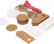 100PCS Kraft Paper Gift Tags, Heart Shaped Wedding Favor Tags with Strings