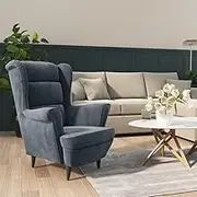 Dark Grey Velvet Armchair for Living Room Reading, Comfy Furniture Sofa, Recliner Chairs for Bedroom, Lounge Spaces