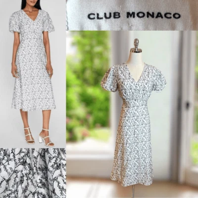 CLUB MONACO MIDI Button Front Dress Size 0