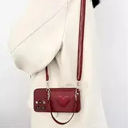 Crossbody Lanyard Necklace Strap Card Holder Phone Case for iPhone 16 14 11 13 15 Pro Max Plus X XS Max Coin Purse Cover,Plum,for iphone15Promax