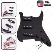 Prewired-Loaded SSS Pickguard Alnico V Pickups For Strat Metal Black&Black