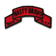 Nasty Bravo Bco 4-17 Embroidered Scroll (Black & Red) with Hook and Loop Backing