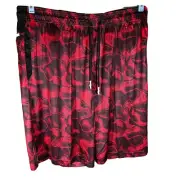 NWT And1 Mens Shorts Red Size XL Basketball Athletic Running Exercise Gym Swirl