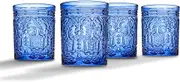 Godinger Highball Drinking Glasses, Tall Glass Cups Vintage Design - Jax Collection, Set of 12 (Blue, 12oz)