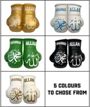 ALLAH & MUHAMMAD PBUH , Mini Boxing Gloves , 5 COLOURS TO CHOSE FROM