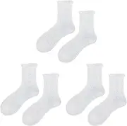 [BIRLOZA] White Ruffle Socks Cotton Lace Socks Hollow Pattern Ruffle Socks White Ruffle Dress Socks Princess Socks for Women Girls (3 Pairs)