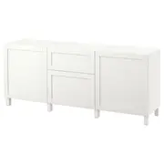 BESTÅ storage combination with drawers, white/Hanviken/Stubbarp white, 180x42x74 cm