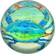 Value Arts Chesapeake Blue Crab Paperweight, Glass Dome, Gift Box, 3" Diameter