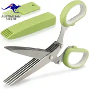 Herb Scissors, Multipurpose 5 Blade Kitchen Herb Shears Cutter with Safety Cover