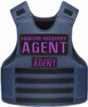 FUGITIVE R AGENT 2 EMBROIDERY PATCHES 4X10 & 2X5 VELCR@ ON BACK PURPLE ON BLACK
