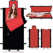 2025 New Infrared Blanket, 2570pcs Dual Wavelength LED Beads Red Light Therapy Mat, 660nm&850nm Red Light Therapy Mat Full Body Used to Relieve Pain (Black)