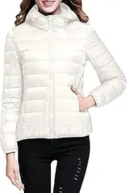 [Valtorixia] Women's Packable Lightweight Full-Zip Puffer Jacket with Hood Quilted Winter Coat