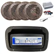 Dual Marine Radio,Spa Bezel,Adapter,Antenna,Amp w/Kit, 4x 6.5" 150W Camo Speaker