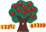DOITOOL Non-Woven Apple Tree Educational Toy Digital Matching Game for Boys and Girls Counting Apples Toy Felt Trees