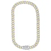 Mens Cuban Choker Lab simulated Diamond Chain Yellow/ White Gold Finish Neckl...