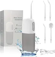 Yabound Travel Water Flosser, Portable Oral Irrigator, 4 Modes, IPX7 Waterproof, White, Removes 99.9% Plaque, Customizable Pressure Settings, Teeth Cleaning