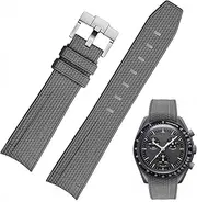 [Nizonlaie] Silicone Rubber Bands for Omega X Swatch Moonswatch Watch Strap 20mm Curved End Weave Style Premium Silicone Rubber Replacement Strap Women Men,for Omega Swatch Moonswatch Speedmaster