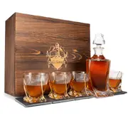 Don Vassie Gold Line Plated Luxury Whiskey Decanter Set -Twisted City