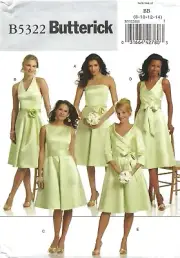 Butterick B5322 Tea Length, Flared Formal Gowns Sz 8-14 UNCUT Pattern OOP EASY