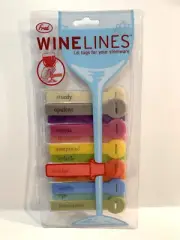 Wine Lines ID Tags For Stemware Silicone Multicolor 12 Pack Fred Brand
