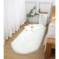 在飛比找樂天市場購物網優惠-60 * 180CM 白色蓬鬆地毯豪華人造皮草地毯橢圓形超柔