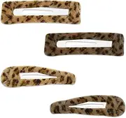 4 PCS Leopard Snap Hair Clips Cheetah Print Hairpins for Women Girls Y2K Geometric Snap Hair Barrettes for Thick Thin Hair Accessories 2000s Retro Side Clips for Hair