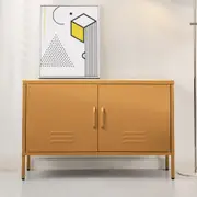 Metal Locker Style Buffet Sideboard Storage Cabinet - Yellow