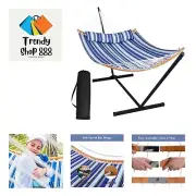 Double Hammock with Stand Included, Portable Hammock with Stand and Large Pil...