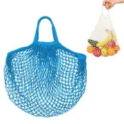 1-Pack Reusable Washable Mesh Net String Grocery Bags [Blue,Short Handle]