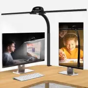 Double Head Desk Lamp 35in LED 12W, 3100K-7900K Architect Desk Lamp Clamp Black