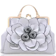 Nevenka Womens Rose Flower Evening Clutches Formal Party Totes Shoulder Bag-LightGrey