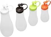 HAKIDZEL 4Pcs Squeeze Sauce Storage Bottles Food Grade Condiment Containers for Jam Salad Dressing Soy Sauce Easy to Clean Light Transmitting Design for Kitchen Organization