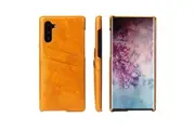 For Samsung Galaxy Note 10 Case Yellow Deluxe PU Leather Back Shell Cover, 2 Card Slots, Slim