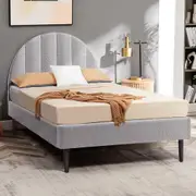 Furb Bed Frame Upholstered Platform Boucle Fabric Wooden Bed Base Mattress Furniture King Single