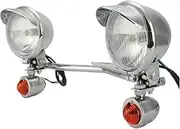 Motorcycle Headlights for Suzuki Universal Motorcycle 5.5inch Passing Fog Light Front Turn Signal Lamp Mounts Holder Bracket Headlight Motorcycle(A Chrome Bracket)