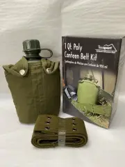 New TEXSPORT 1-Qt Poly Canteen Belt Kit Army Style Cancas Cover (SH1)