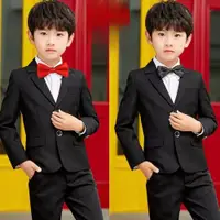 在飛比找ETMall東森購物網優惠-兒童西服三件套春秋季英倫韓版男童帥氣西裝套裝男孩花童演出禮服