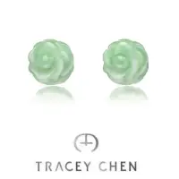 在飛比找momo購物網優惠-【TRACEY CHEN 檀僖】天然翡翠小玫瑰花耳釘(翡翠玫