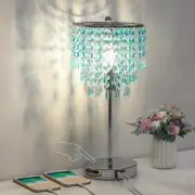 Touch Control Crystal Table Lamp, USB Bedside Lamp for Bedroom, 3-Way Dimmabl...