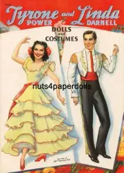 VINTGE UNCUT 1941 TYRONE POWER DARNELL PAPER DOLLS ORG SZ HD~LASER REPRODUCTIN