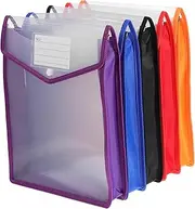 Angoily Secure Button Closure Document Bag Set 5pcs Plastic Letter Size File Folders Pockets Expandable Travel Folder for Office Supplies