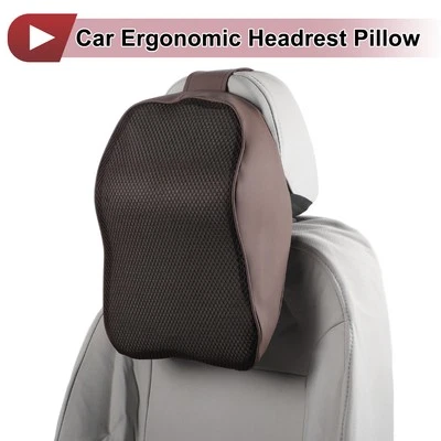 Car Headrest Pillow Polyester, Memory Foam Brown 1 Pcs for Driving Travel