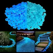 SimileLine Glow in The Dark Rocks, 100 pcs Blue Glowing Rocks for Outdoor Decor, Glowing Water for Fish Tank Gravel,for Backyard Walkway,Paths or Driveways