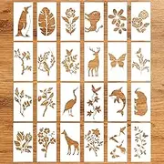 24pcs Wildflower Stencils for Painting, Reusable Crafts Stencils Flower Leaf Stencils Floral Drawing Templates for Canvas Wood Craft Wall Art Home Decor (Style 2)